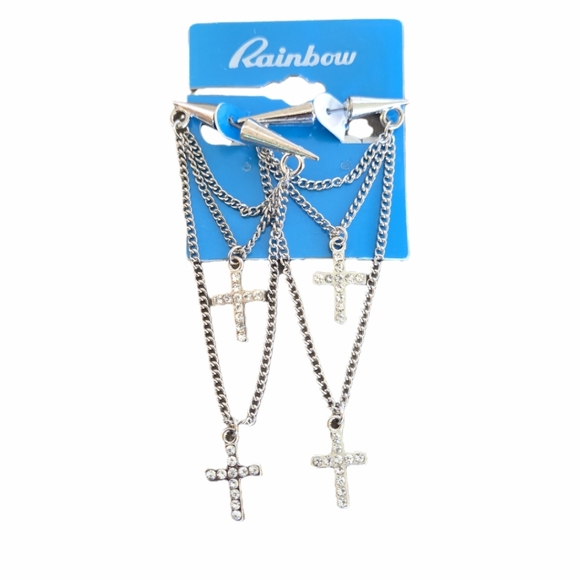NWT Rainbow Brand Cross Dangle Earrings - Picture 1 of 5